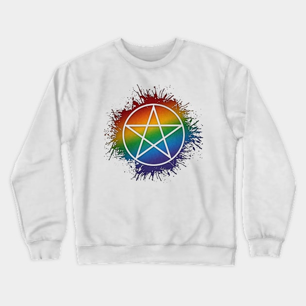 Rainbow Pentacle Crewneck Sweatshirt by LiveLoudGraphics